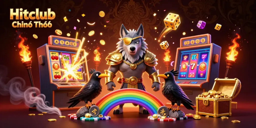 Experience the excitement of Hitclub Chính Thức with a stunning 3D illustration of Odin and casino elements