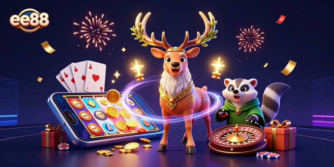 Experience the thrill of ee88 with a vibrant 3D casino scene, featuring exciting slot games and dynamic characters.