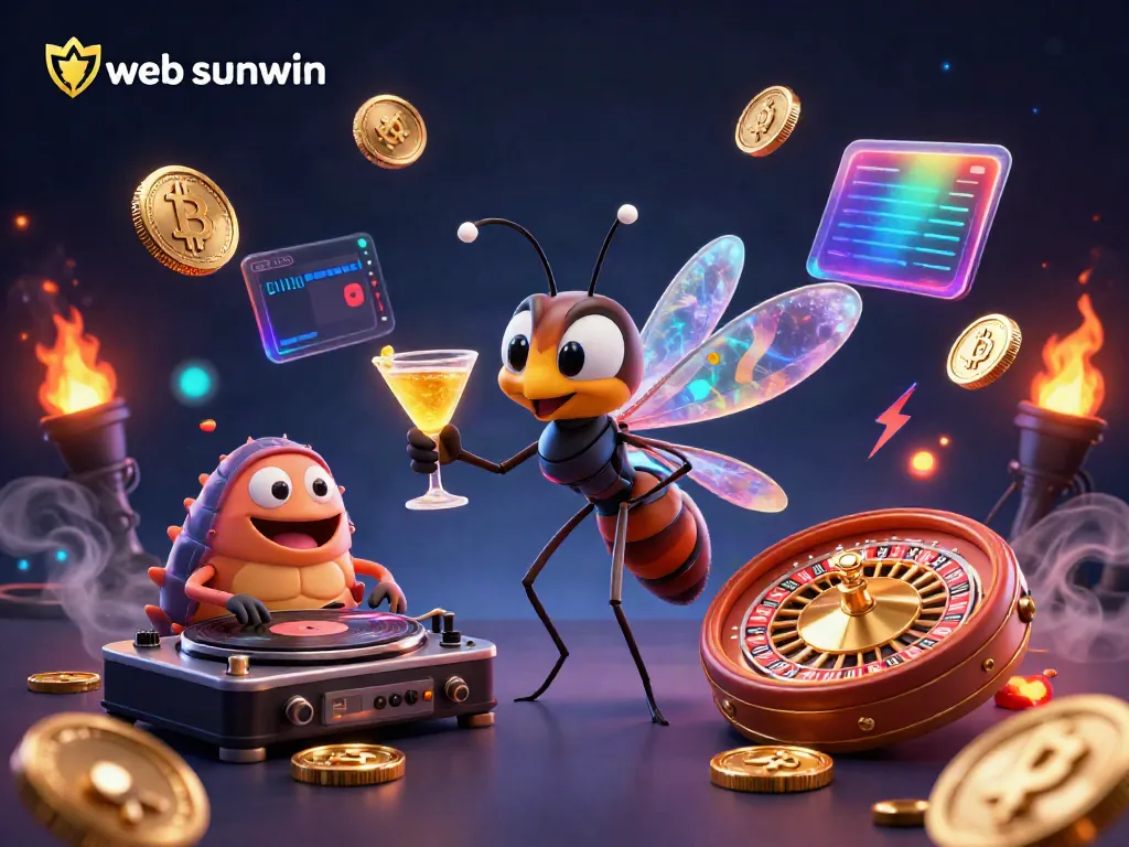 Engage with the vibrant web sunwin casino experience featuring a colorful scene with unique characters engaging in gaming.