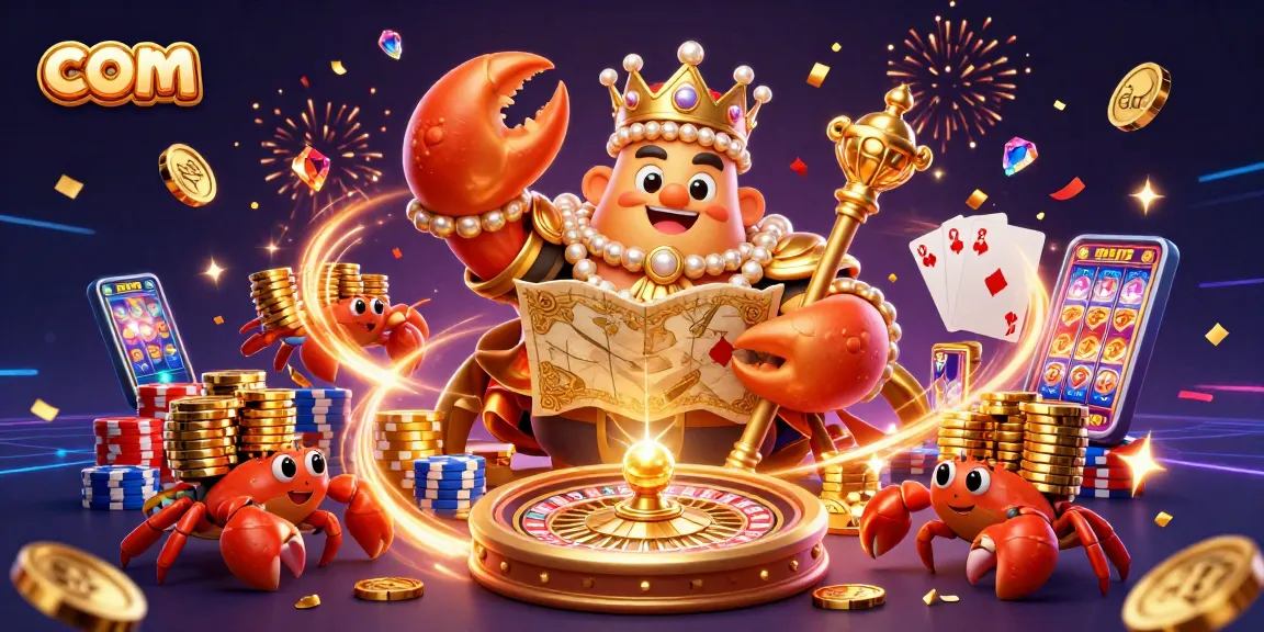 Win big at com with an engaging golden crab emperor and vibrant casino-themed scene.